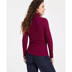 Women's Studded Cut-Out Mock-Neck Top, XS-3X, Created for Macy's-Rhodolite Garnet