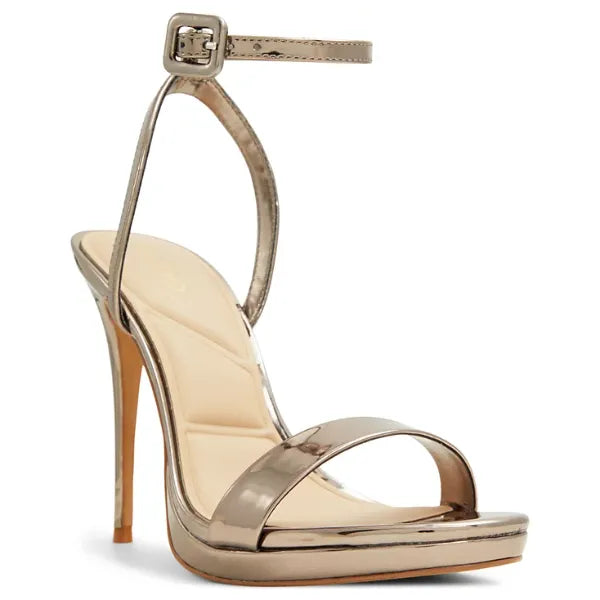 Aldo Katelina Womens Two Piece Stiletto Sandals, Elegant High Heel Dress Shoes, Pewter