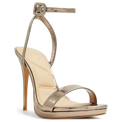 Aldo Katelina Womens Two Piece Stiletto Sandals, Elegant High Heel Dress Shoes, Pewter