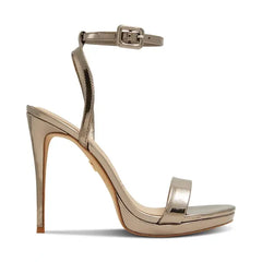 Aldo Katelina Womens Two Piece Stiletto Sandals, Elegant High Heel Dress Shoes, Pewter