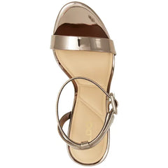Aldo Katelina Womens Two Piece Stiletto Sandals, Elegant High Heel Dress Shoes, Pewter