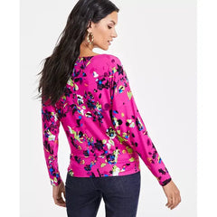 Women's Printed Draped-Shoulder Top, Created for Macy's- Avery Combo B