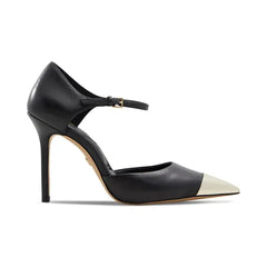 ALDO Womens Mysha Cap Toe Two Piece Stiletto Heel Dress Shoes, Black