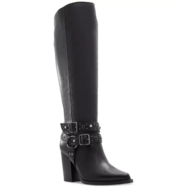 ALDO Thelidan Womens Knee High Pointed Toe Buckle Boots for Fall Winter Style, Black, Size 6m
