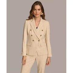 Women's Pinstripe Double Breasted Blazer,Created by Macy's-Biscotti/Black