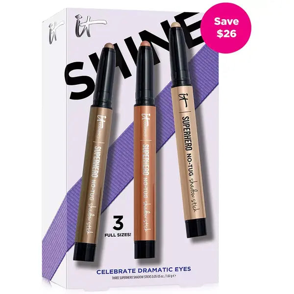 MACY's 3-Pc Shine Superhero No-Tug Eyeshadow Stick Set for Long-Lasting Color