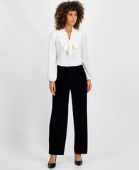 Women's High Rise Straight-Leg Velvet Pants, Regular and Petite Sizes,Created by Macy's-Black