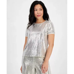Anne Klein Petite Shine Dot T-Shirt for Women, Stylish and Comfortable Top