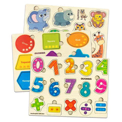 Quokka Learning Travel Toddler Wooden Puzzles Ages 2-4 Animals Shapes