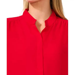 Macy's Women's 3/4-Sleeve Collared Button Down Blouse-Red