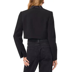 Women's Cropped Satin Lapel Single-Button Blazer,Created by Macy's-Black