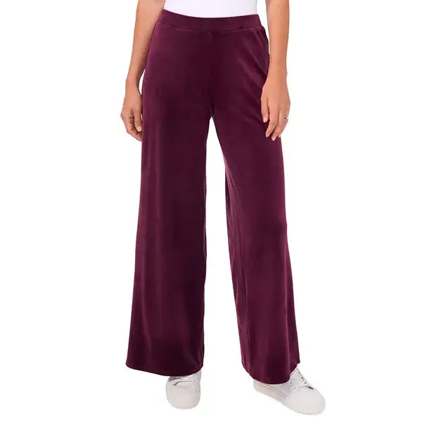 Women's Velour Pull-On Wide-Leg Pants, Created by Macy's-Plum Noir
