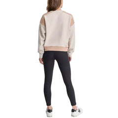 Macy's Women's Active Color blocked Crewneck Dropped-Shoulder Top-Oat