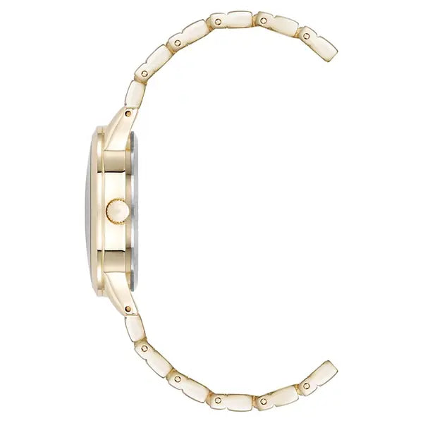Anne Klein Womens Gold Tone Quartz Watch with Roman Numerals Signature Round Design, 29mm