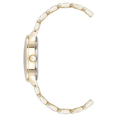 Anne Klein Womens Gold Tone Quartz Watch with Roman Numerals Signature Round Design, 29mm