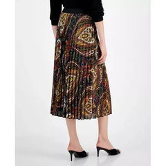 Women's Printed Pull-On Pleated Midi Skirt,Created by Macy's-peacock pa