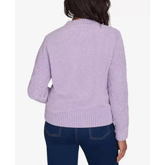 Alfred Dunner Petite Classics Chenille Diamond Turtleneck Sweater, Ivory , PXL
