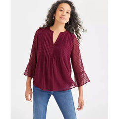 Women's Textured Pintuck Ruffle Sleeve Top, Regular & Petite, Created for Macy's