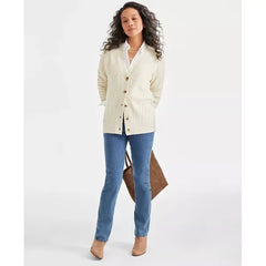 Women's Cable-Knit Shine Cardigan Sweater, Created for Macy's-Earl natural