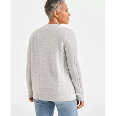 Women's Cable-Knit Shine Cardigan Sweater, Created for Macy's-Earl Grey Heather