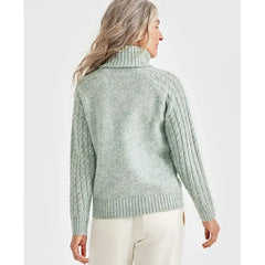 Women's Lurex Cable-Knit Turtleneck Sweater, Created for Macy's-thayme