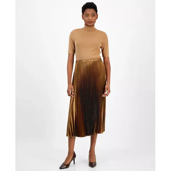 Women's Satin Pleated Pull-On Skirt,Created by Macy's-Vicuna