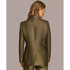Women's Metallic One-Button Blazer,created by Macy's-Gold multi