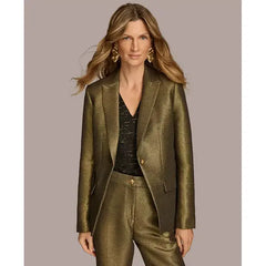Women's Metallic One-Button Blazer,created by Macy's-Gold multi