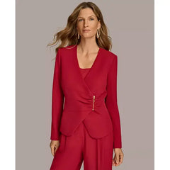 Women's Asymmetrical Zip Front Blazer,Created by Macy's-Red