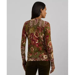 Macy's Women's Floral Cotton-Blend Sweater-Form olive