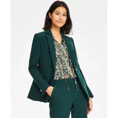 Women's Notch-Collar One-Button Jacket,Created by Macy's-Pine forest