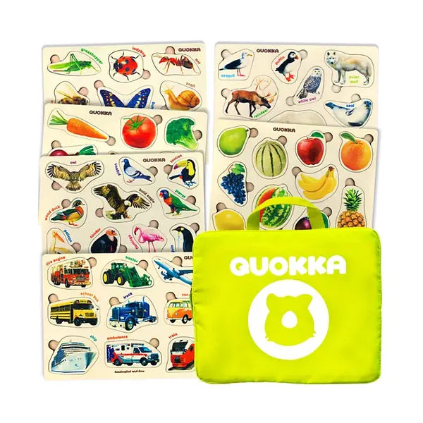 Quokka 6SET Montessori Wooden Toddler Puzzles Ages 2-4 in a Bag