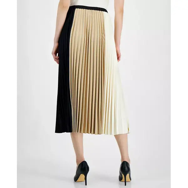Women's Colorblocked Pull-On Pleated Skirt,Created by Macy's-Anne Black