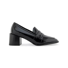 Aerosoles Women's Arnett Block Heel Loafers, Stylish Comfortable Office Shoes,Black Patent Crinkled Faux Leather , Size 10M