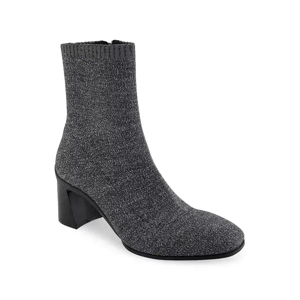 Aerosoles Womens Cezarina Ankle Zip Booties, Stylish Comfortable Everyday Boots, Gunmetal Knit Fabric