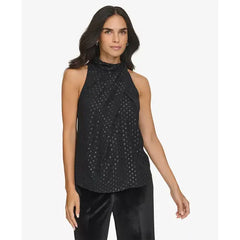 Macy's Women's Metallic Clip-Dot Sleeveless Top-Black