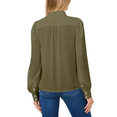 Macy's Women's Stand-Collar Long-Sleeve Blouse -Dark clover