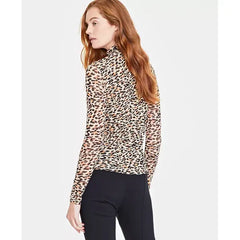 Women's Patterned Mock-Neck Mesh Top, Created for Macy's-Sunset nude