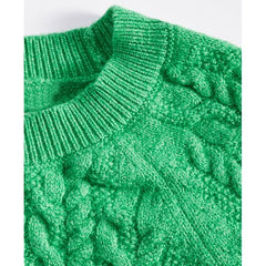 Women's Cozy Cable-Knit Crewneck Sweater, Created for Macy's-Bright green