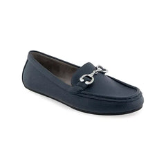 Aerosoles Womens Dallas Buckle Flats, Stylish Comfortable Slip On Shoes, Navy