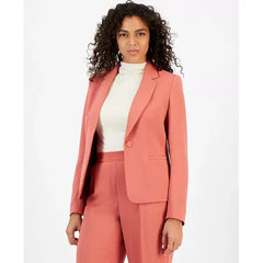 Women's Textured Crepe Single-Button Notched-Collar Blazer, Created for Macy's-Faded Rose