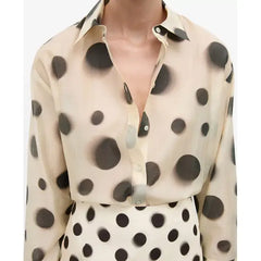 Macy's Women's Polka-Dot Lyocell Shirt-Ecru