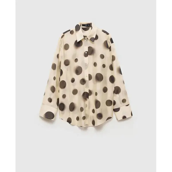 Macy's Women's Polka-Dot Lyocell Shirt-Ecru