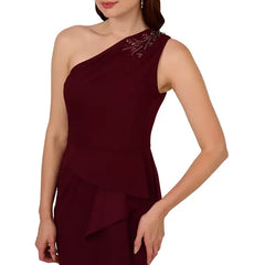 Adrianna Papell Women's Beaded One Shoulder Gown for Elegant and Glamorous Evening Style