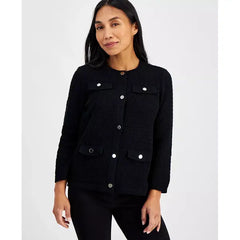 Anne Klein Petite Pocket Button Front Cardigan, Stylish Comfortable Knit Layer