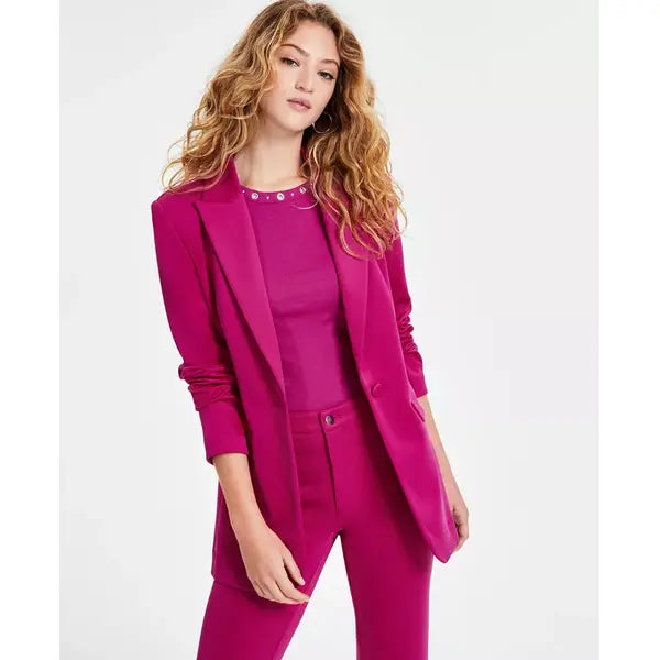 Women's Scuba-Knit One-Button Blazer, Created for Macy's-Bold berry