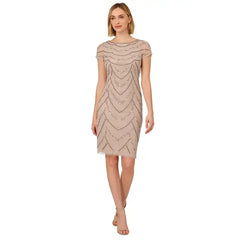 Adrianna Papell Women's Beaded Cap Sleeve Sheath Dress for Elegant and Sophisticated Style