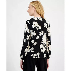 Anne Klein Womens Tie Front Split Neck Blouse, Stylish Lightweight Top for Work or Everyday Wear