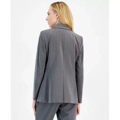 Women's Pinstripe Double-Breasted Jacket,Created by Macy's-Gray Ivory
