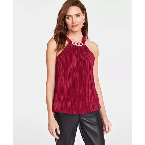 Women's Chain-Trim Halter Top, Created for Macy's-Crimson AU